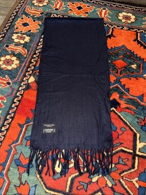 Christian Dior Monsieur Cashmaire 100% Acrylic Made in Japan Black Scarf